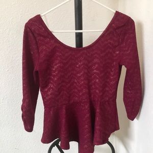 Scoop back peplum top